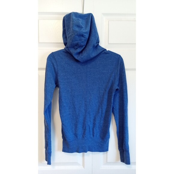 Nike Women's blue speckle long sleeve full zip hooded draw string sweater - Picture 2 of 6